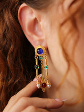 Lapis & Malahite & Pearl Boucles d'oreilles